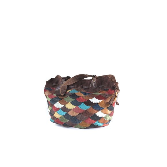 Lucky Brand Handbags - VINTAGE LUCKY BRAND Bag Large Multicolor Patchwork Leather Hobo 20"